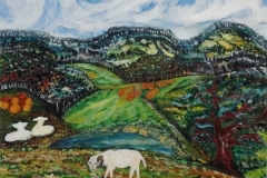 Folk-Art-Painting-Two-sisters-Oil on canvas