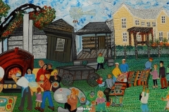 Folk-Art-Painting Fruit of their labors -Oil on canvas