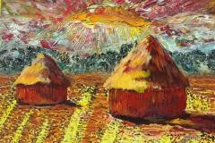 Hay-mounds-Oil on canvas